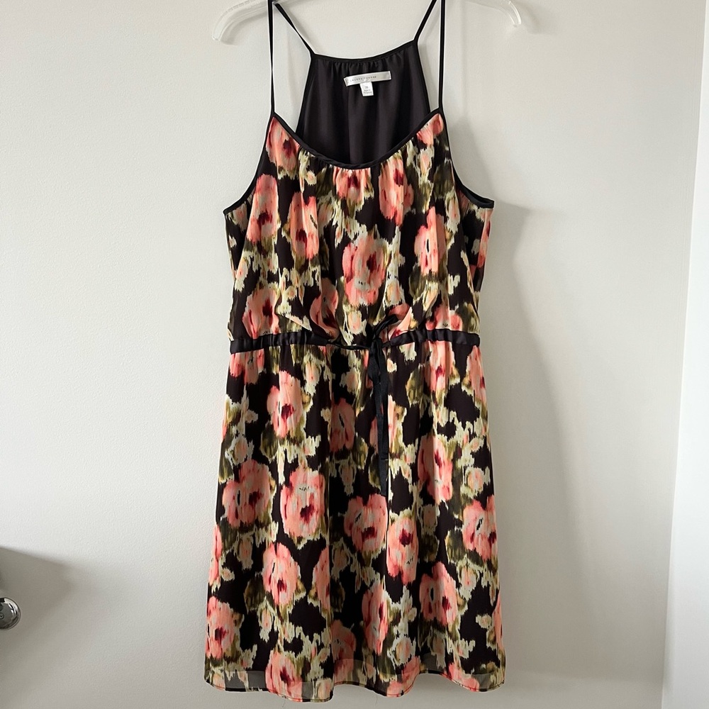 Lauren Conrad brown and peach tie waist dress